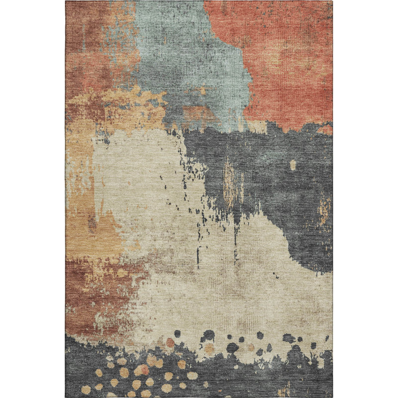 Premium Machine Washable Pinkston Abstract Rug, Rectangle 2'6" x 3'10"