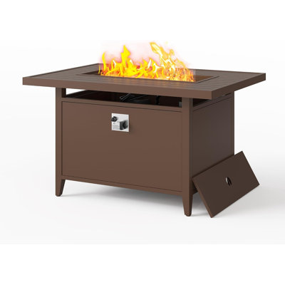 43" W x 28" D x 26" H Propane Fire Pit Table Outdoor Fireplace, no Guard, Brown
