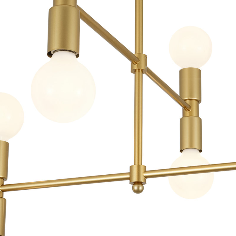 Plafonnier semi-encastré linéaire moderne à 8 lumières de style Mid-Century à 8 lumières Spoutnik