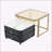 2-in-1 Square Nesting Coffee Table with Wheels & Drawers, Stackable Side Table with High Gloss Marble Grain Top, End Table Set for Living Room