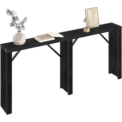 Console Table, 63" Long Behind Couch Sofa Table, Entryway Table, Farmhouse Console Table For Narrow Spaces, Hallway, Living Room, Black CT30BB