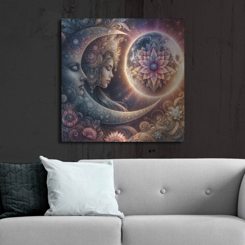  «Peacefull Moon» par Rey Klimt, art mural en métal, 36 po x 36 po, H 36 po x l 36 po