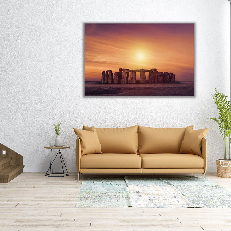 «Sunset at Stonehenge England», reproduction d'art sur toile, H 40 po x l 60 po