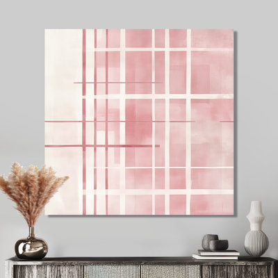 Pink Geometric Canvas, Blush Abstract Wall Art, Allington