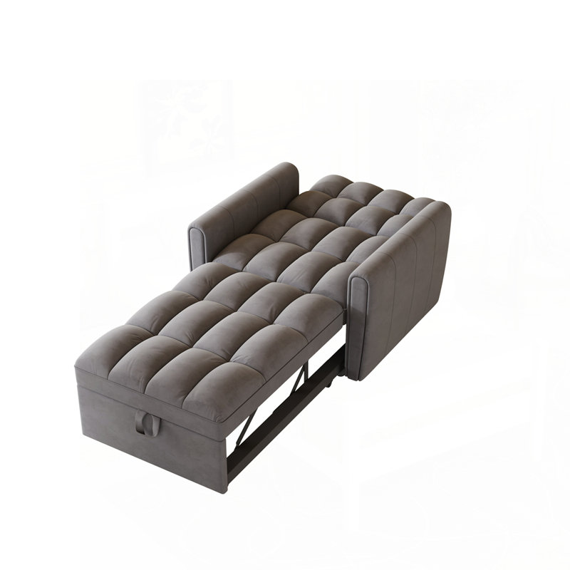 Versatile Foldable Sofa Bed with Adjustable Backrest and Pillows, Dark Grey Velvet