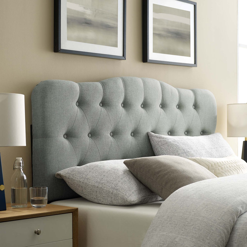 Tête de lit tapissier capitonnée avec des boutons Copper Grove de Modway, Grand, Gris