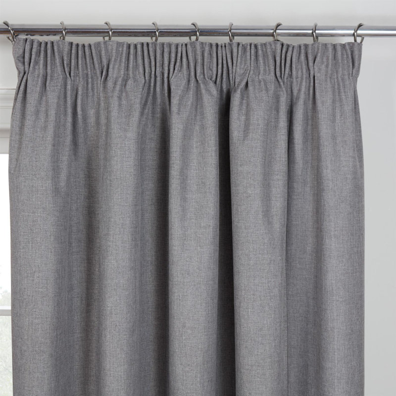Forsman Pencil Pleat Blackout Curtains, 229 W x 229 D cm, Grey