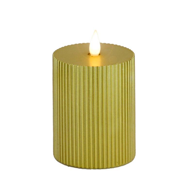 Unscented Flameless Candle, Gold, 6" H x 4" W x 4" D