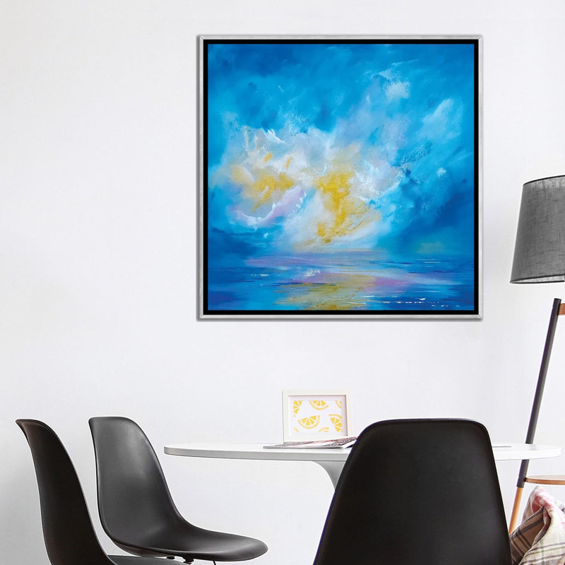 Shimmering Sky - reproduction d'art murale - toile encadrée, 37 po x 37 po, Toile avec cadre, Silver
