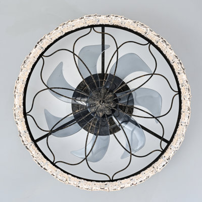 Ventilateur de plafond en cage noir rustique 21 "avec lumières, télécommande, ventilateur industriel avec lumière DEL acrylique pour le salon de la cuisine
