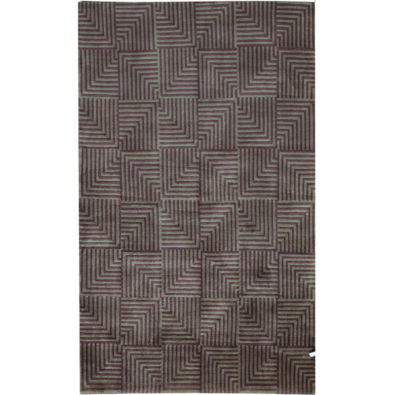 Tapis brun et vert de haute qualité noué à la main
