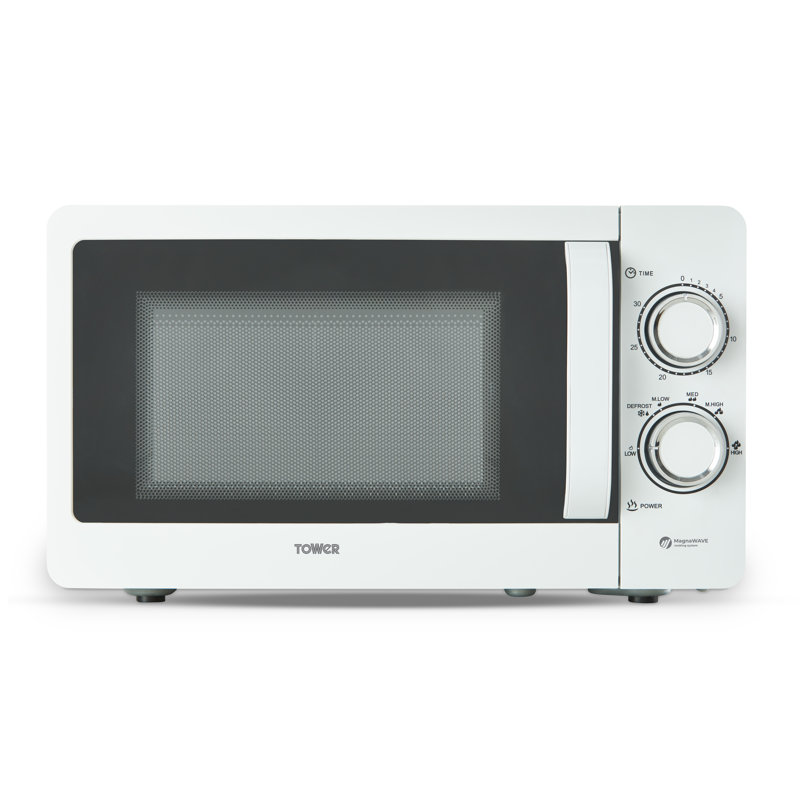 Tower Manual Microwave , 800W, 20L, Chrome, White