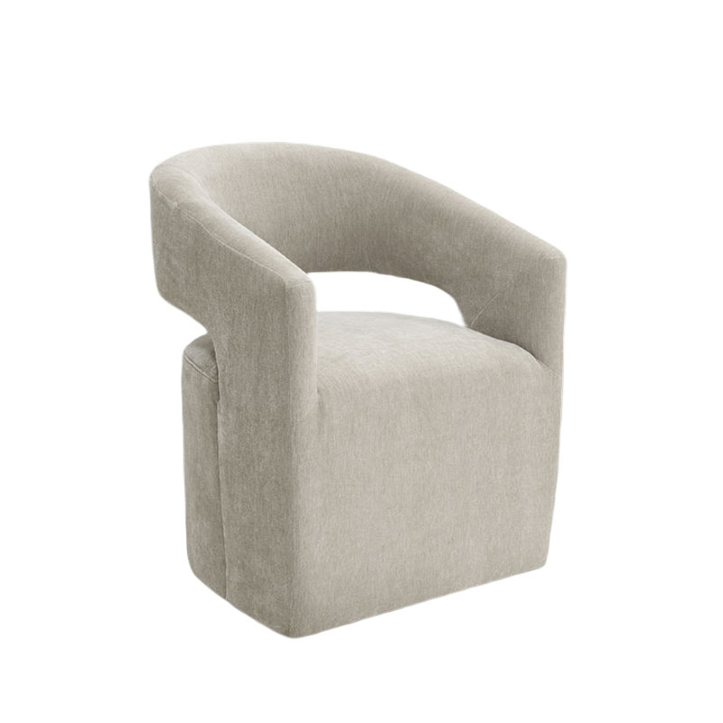 Fauteuil demi-tonneau avec roulettes Esha, Taupe Brown Fabric