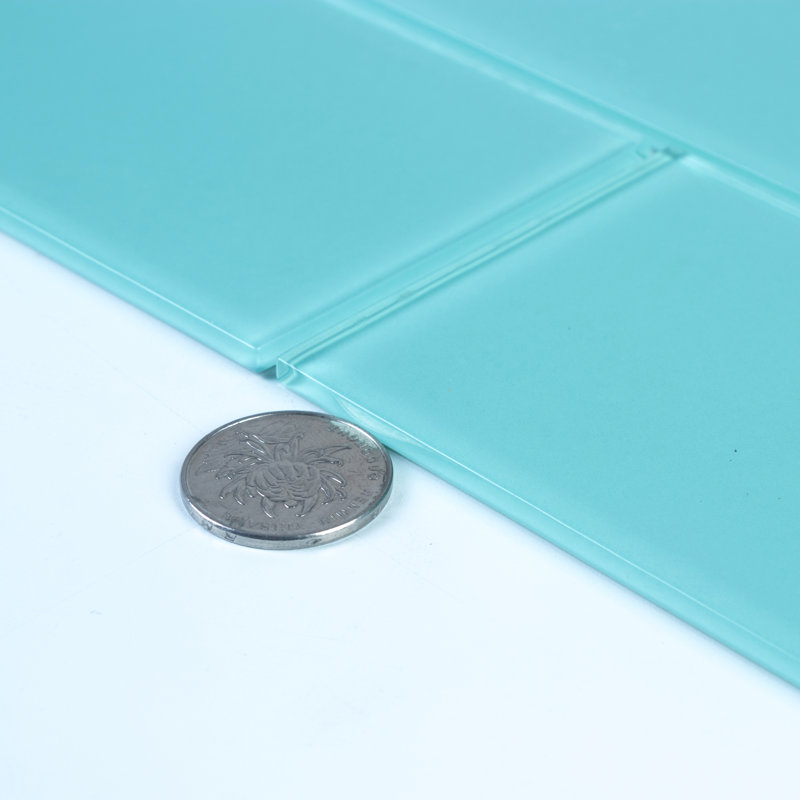 Quality Value Series 3" x 6" Straight Edge Glass Mosaic Subway Tile, Aqua Blue