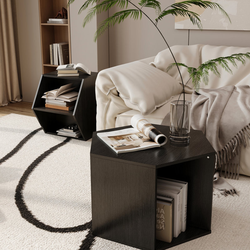 2pcs Hexagonal Nightstand, 48.29'' Antique Wood, Spacious Interior, , Versatile Use, Easy To Put Together Nightstand In Style, 48.29'', Roomier Storage Sections, Options For Placement, Assembly
