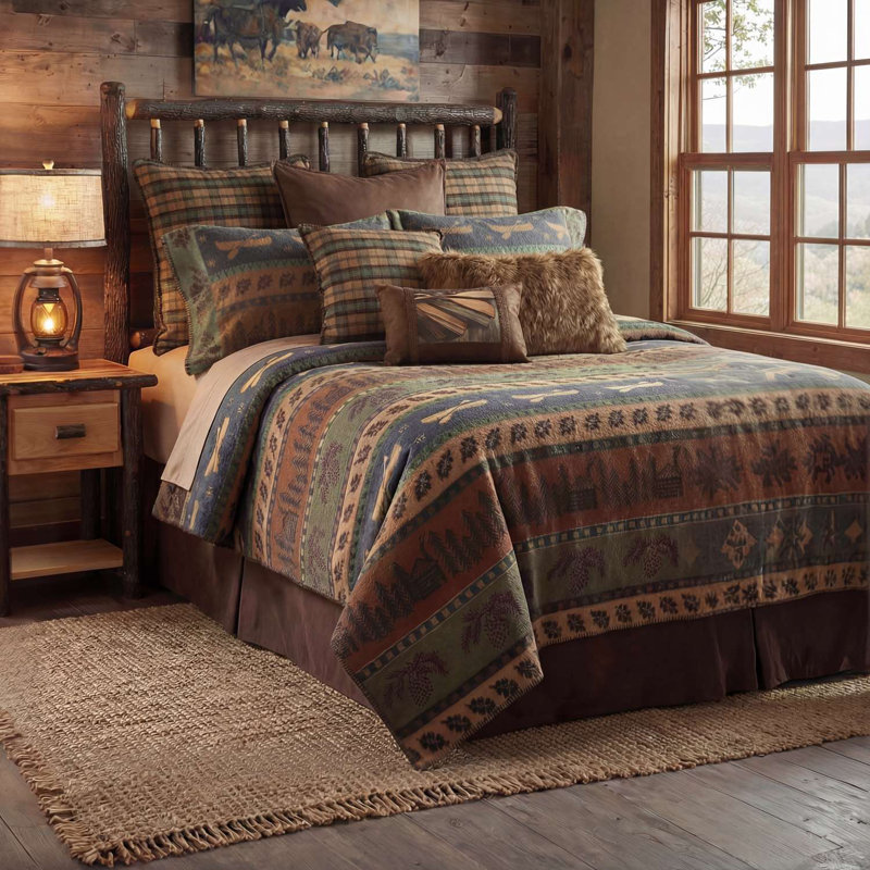 Wooded River Lake Shore II - Bedspread - Twin - 67x87, Twin Coverlet / Bedspread