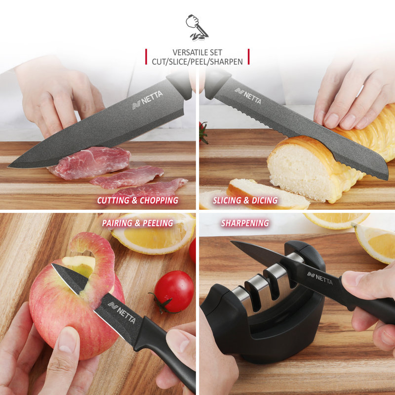 NETTA 6 Piece Stainless Steel Knife Block Set