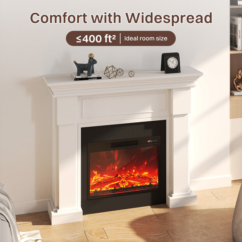 Electric Fireplace with Mantel, Electric Fireplace Insert, With Timer, Remote Control, Adjustable Flame Color, 1400W, 40"
