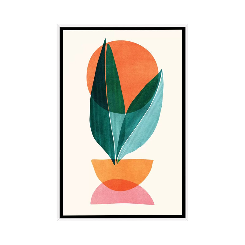 « Nature abstraite »-impression d’art graphique, H 40 po x l 26 po x P 1,5 po, Toile blanche encadrée, Pas de tapis