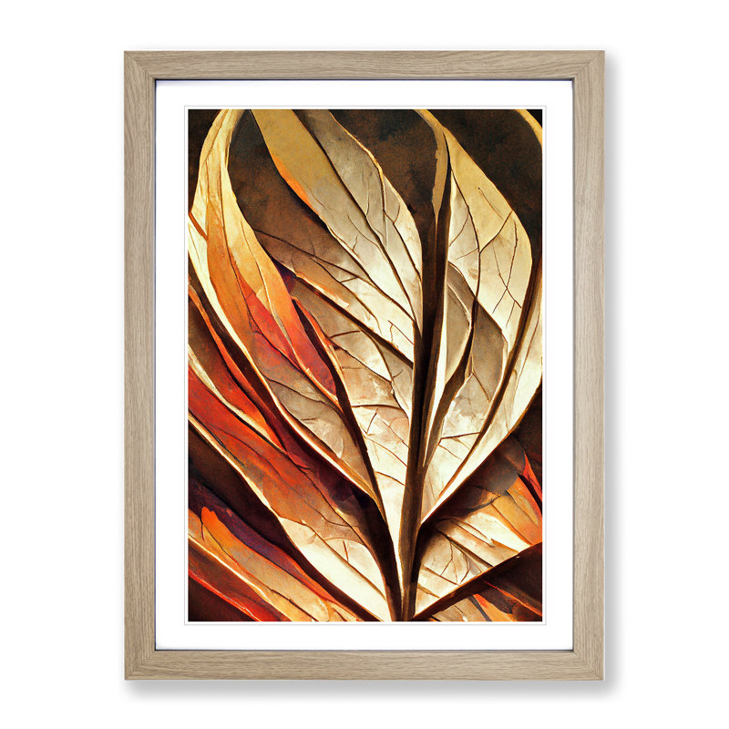 Abstract Autumn Leaf No.1 - Framed Print, 46cm H x 34cm W x 2cm D, Oak