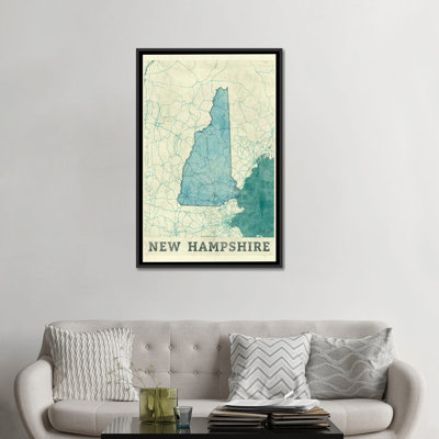 «New Hampshire Map», impression sur toile