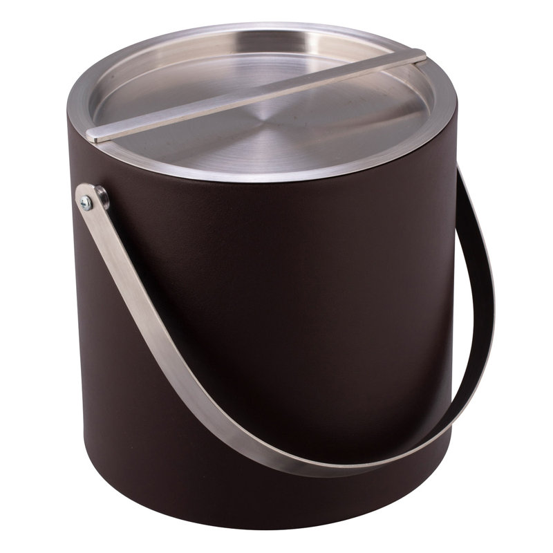 Seau à glace en similicuir Senetta, Chocolat / chrome brossé