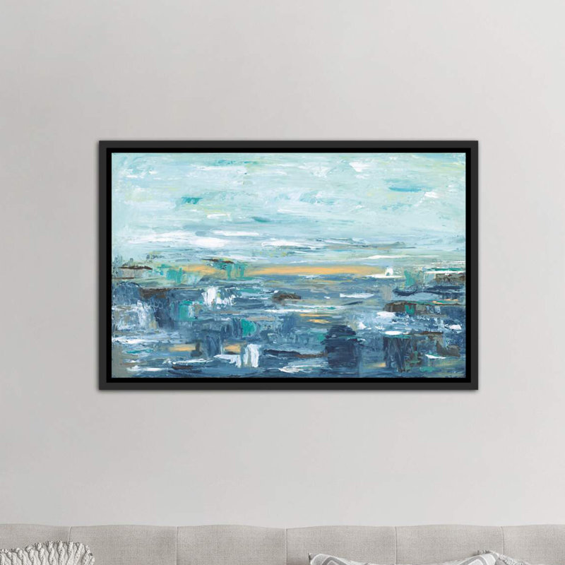 « be happy » par sofia veysey-reproduction d’art, H 40 po x l 60 po x P 1,5 po, Toile avec cadre noir