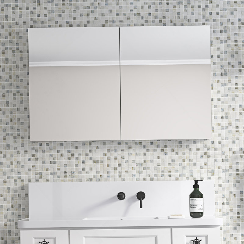 Pharmacie pour salle de bain avec cadre à miroir biseauté l 48 po x H 30 po, H 30 po x l 48 po x P 4,8 po