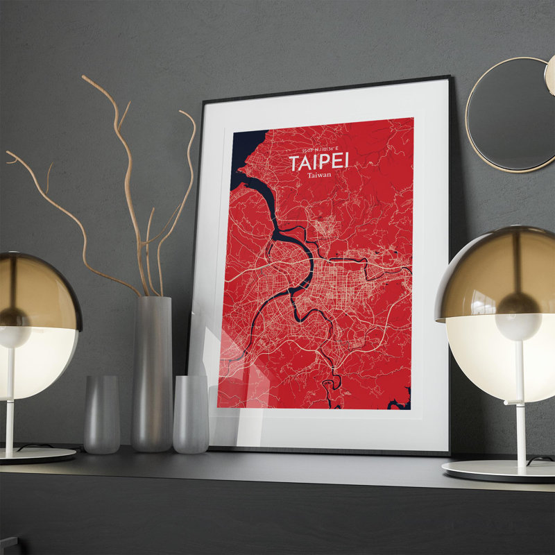Taipei City Map In Nautical - No Frame Print, 17cm H x 11cm W x 0.05cm D