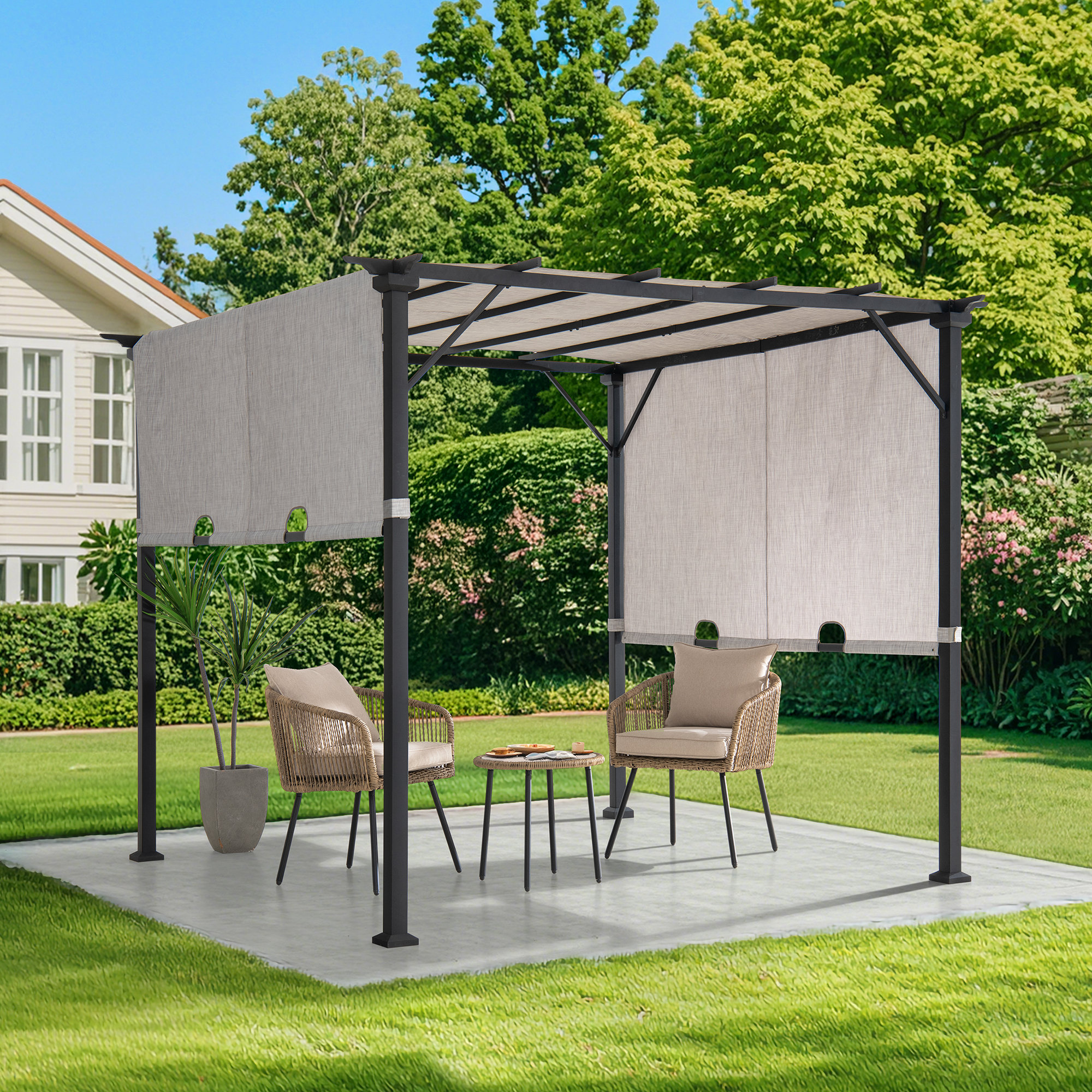 Sunjoy 9 x 9 ft Pergola Outdoor Patio Steel Classic Frame Pergola