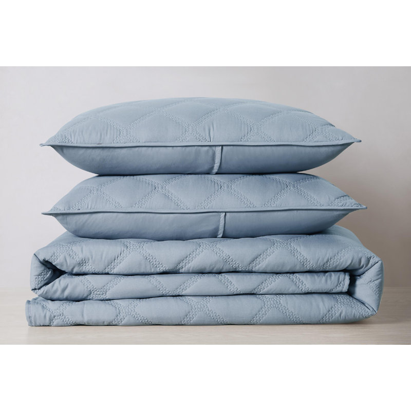 Ensemble de courtepointe Everyday 3D Puff, Courtepointe simple TG + 1 taie décorative, Gris