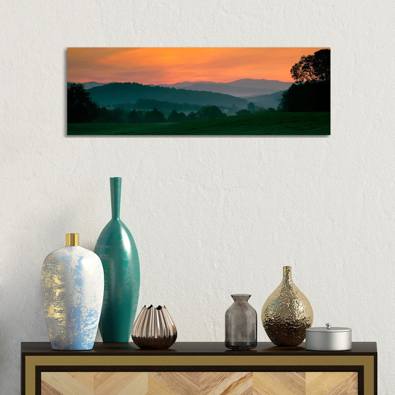 Foggy Hillside Sunrise, Caledonia County, Vermont, USA by Panoramic Images - Wrapped Canvas Print