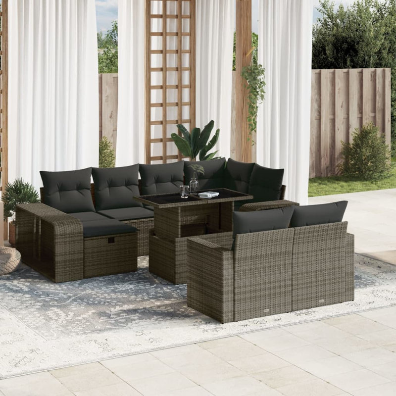 Ensemble de canapé de jardin modulaire en rotin PE gris 11 pièces Vidaxl