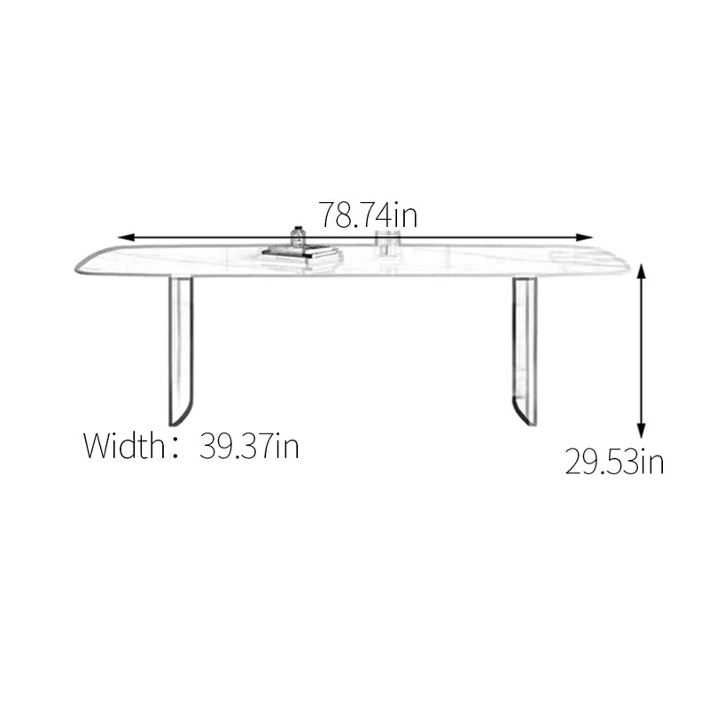 Table en pierre frittée légère de luxe supérieure, H 29,53 po x L 78,74 po x l 39,37 po, Gris