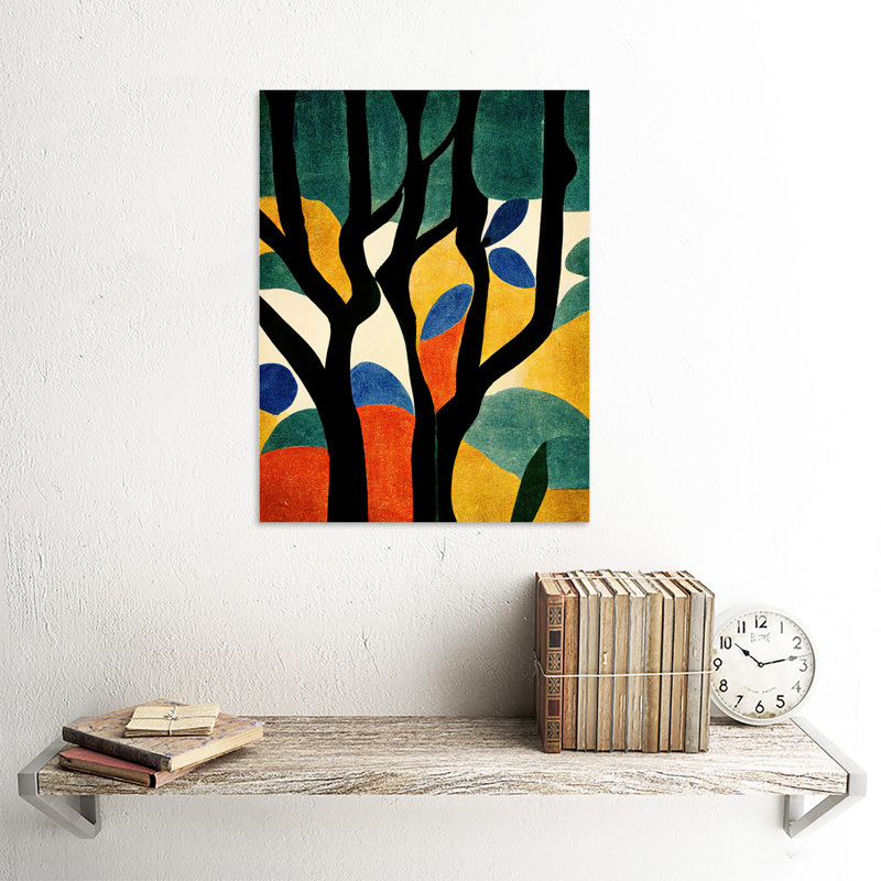 Autumn Trees Minimalist Matisse Style - No Frame Rectangle Print, Unframed, 40.5cm H x 30.5cm W