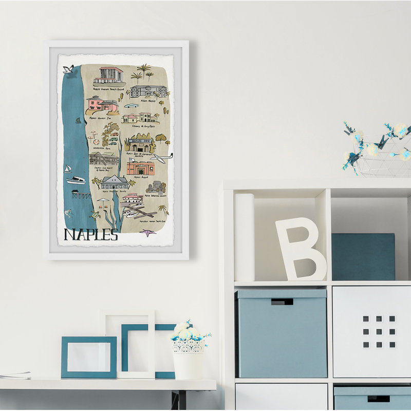 Carte illustrée de Naples, Floride - reproduction de photo encadrée sur papier, H 18 po x l 12 po x P 1,5 po