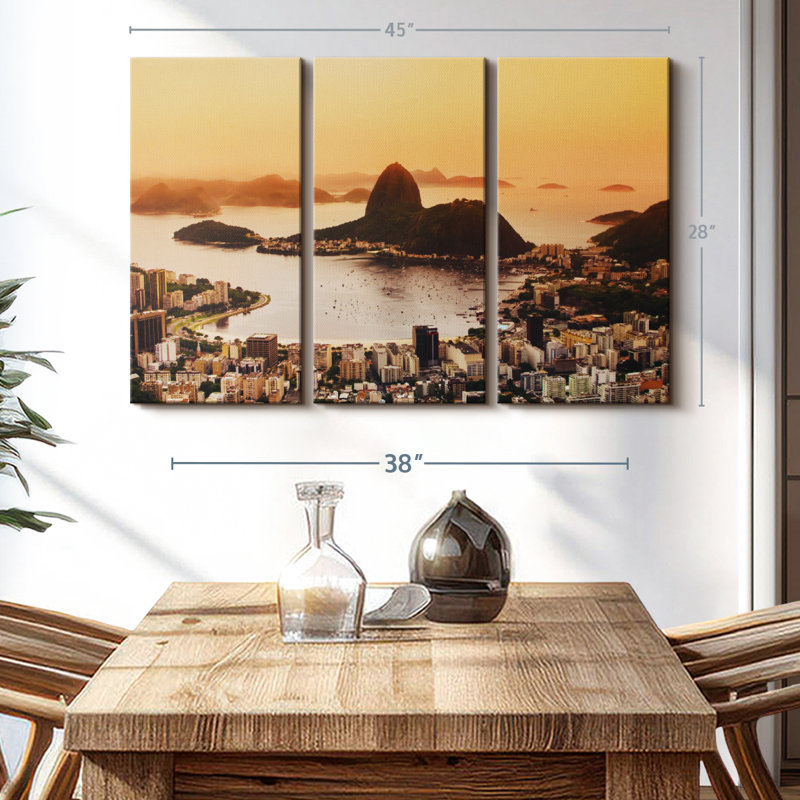Architecture " Rio De Janeiro Canvas Print " 3 - Pieces, 28" H x 45" W x 1.25" D