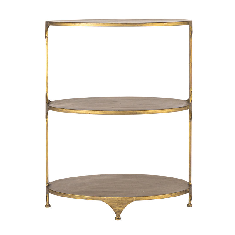 Neubauer Iron Top End Table, Antique Gold