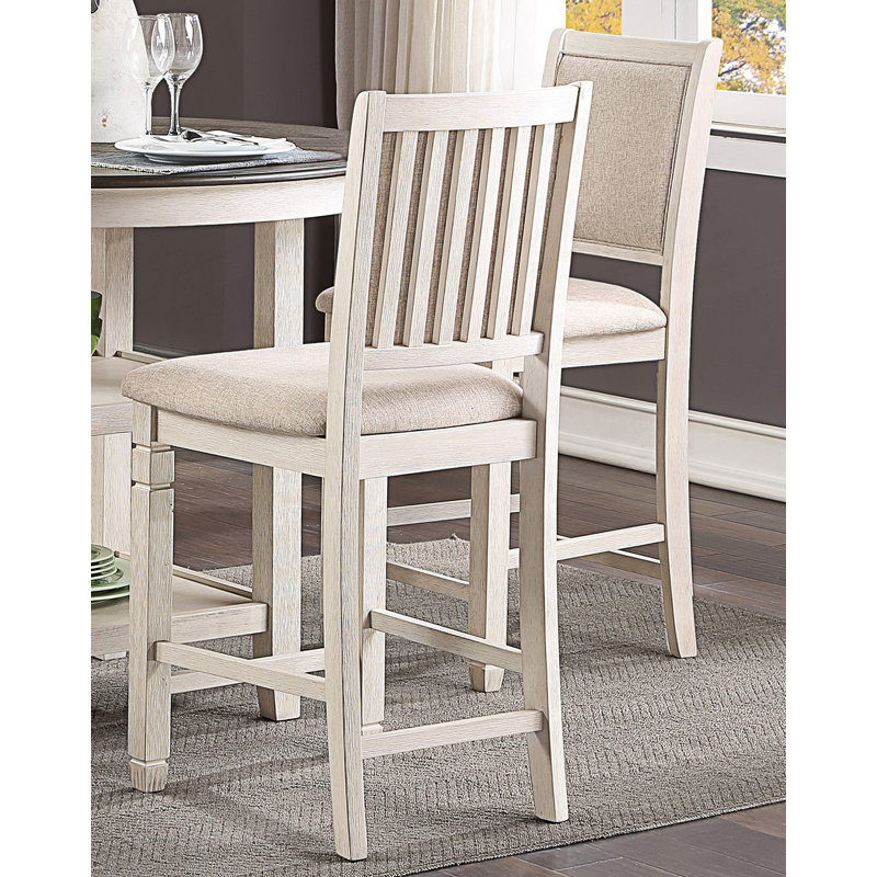 2 chaises à hauteur de comptoir, chaises de salle à manger rembourrées, Blanc antique