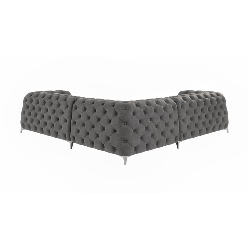 Juneri Chesterfield Corner Sofa, Grey