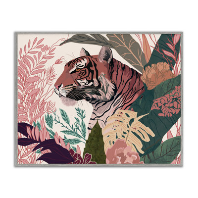 «Tiger Peeking from Leaves», estampe numérique par Fab Funky