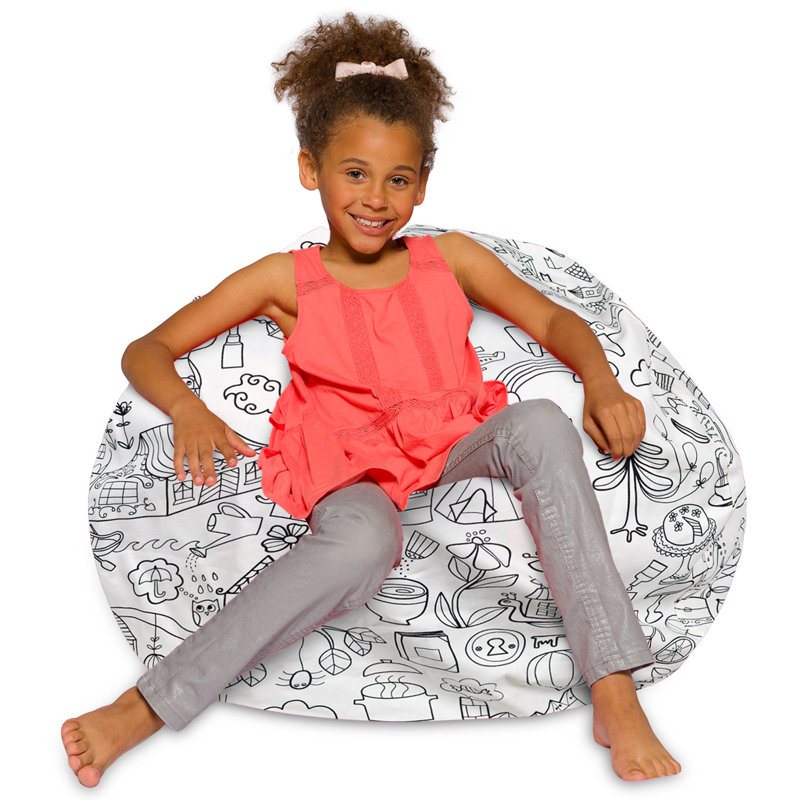 Bean Bag Chair for Kids, Teens, and Adults - Filled with Soft Beads, Includes Removable and Machine Washable Cover - Multiple Colors, Sizes and Fabrics including Soft Nylon & Canvas with Patterns