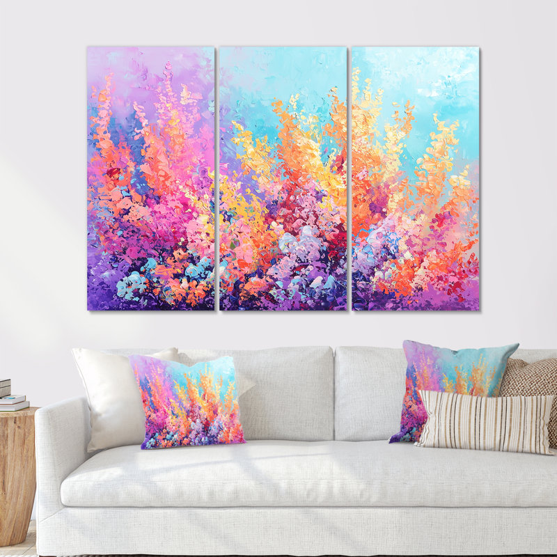 Coral Reef Fish Paradise VI - ensemble d'art mural corail, H 32 po x l 48 po, Impression sans cadre en métal