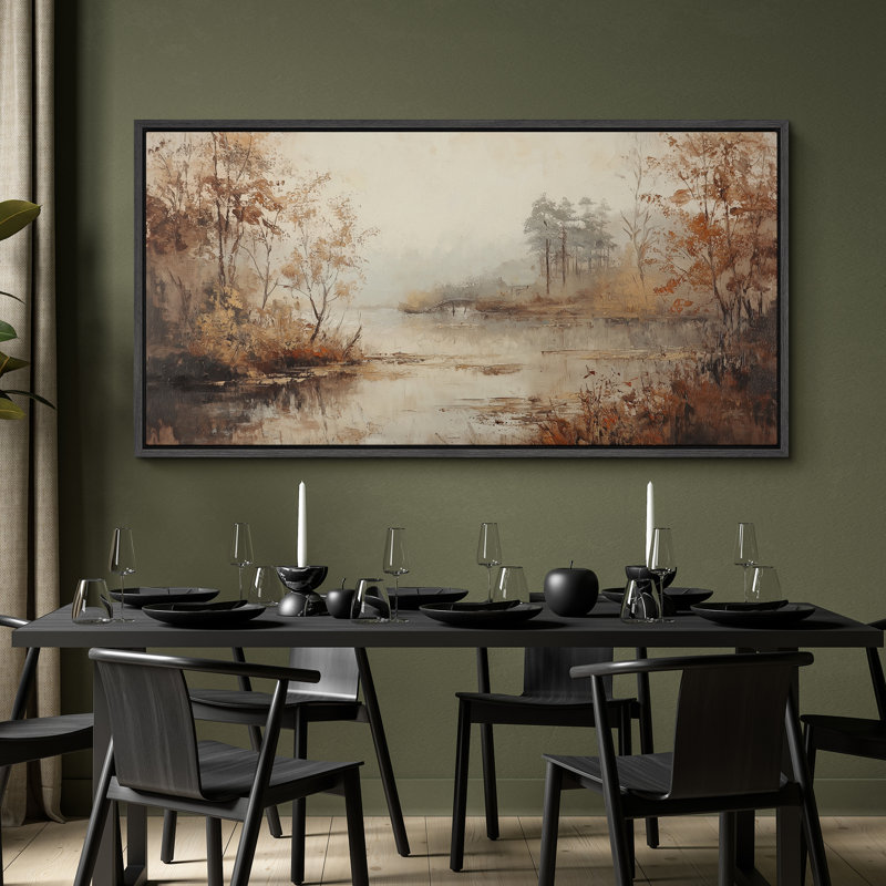 Impression sur toile, encadré campagne surdimensionné, H 30 po x l 60 po, Noir, noir, noir, noir