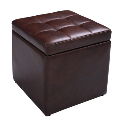 40 cm W Faux Leather Rectangle Ottoman with Storage