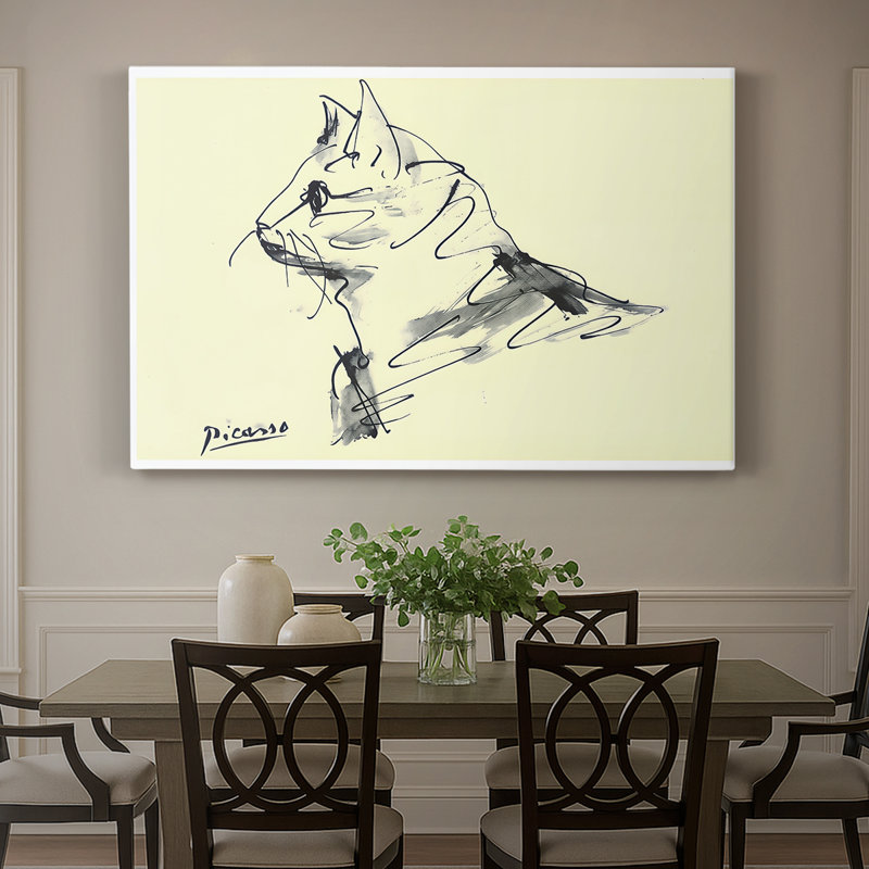 Chat (Le Chat) - Dessin au trait - Pablo Picasso-Toile tendue avec châssis-c. 1950, 40 po x 60 po