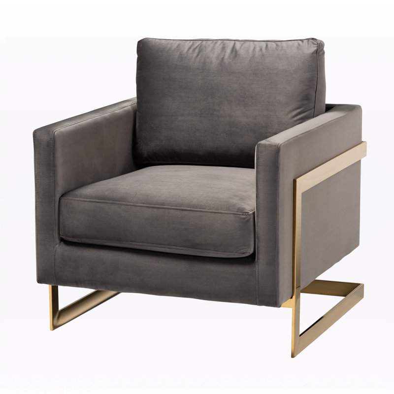 Velvet Armchair, Gray Velvet