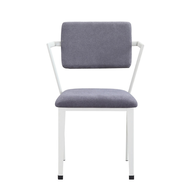 Grey And White Metal Frame Office Chair With Padded Cushion, High Back, Open Solid Pattern, 33 In Height, 32 Lb Weight