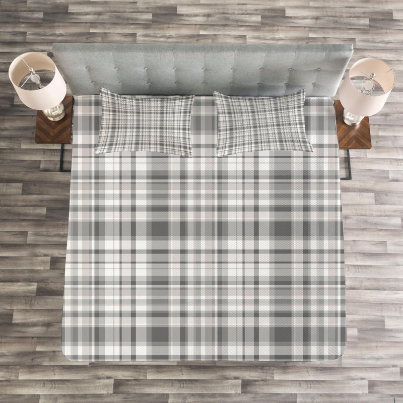 Farmhouse / Country Polyester Plaid Coverlet, King Coverlet + 2 Shams