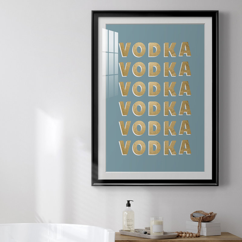 Vodka, reproduction encadrée de qualité supérieure - prête à être accrochée, H 30,5 po x l 22,5 po x P 1 po, Noir